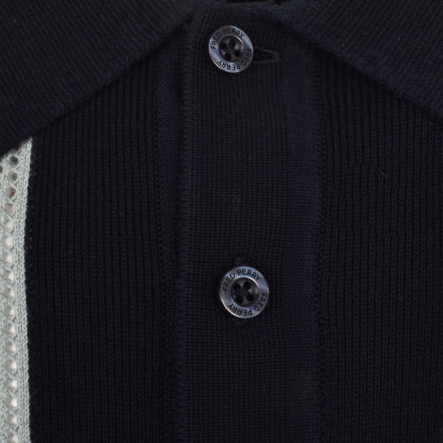 Fred perry textured knitted polo shirt in navy best sale